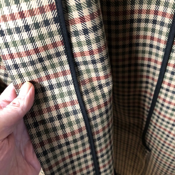 PERCIVAL Men's Short Trench Coat - Green, Black, Red Check - Size XL - Picture 8 of 8